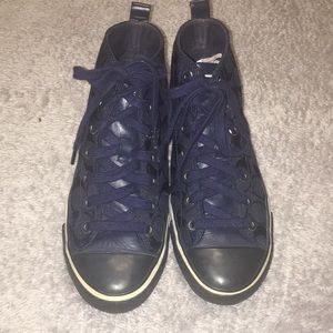Coach Navy Signature Franca Hi Top Sneakers 7 1/2